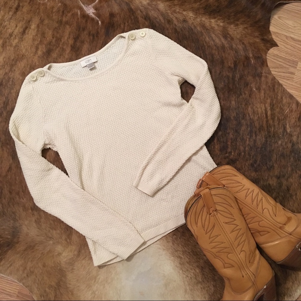 Loft Lightweight Knit Sweater w/ Button Accents